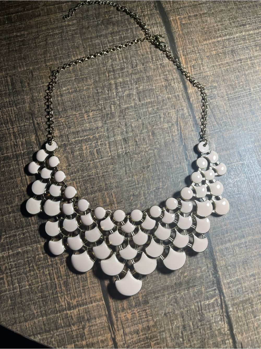 Elegant Blush Pink Statement Necklace with Layered Discs